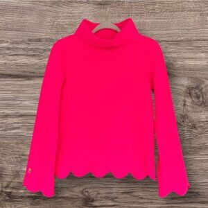 Dudley Stephens Sutton Scallop Turtleneck Neon Pink Vello Fleece XS NWT
